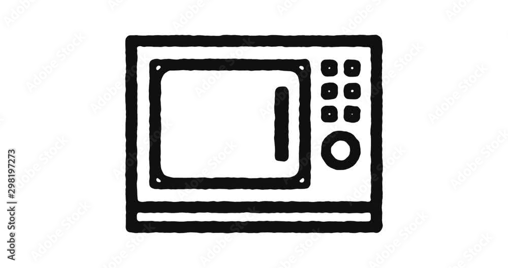 Poster microwave outline icon animation footage/video. hand drawn like symbol animated with motion graphic,