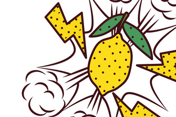 fresh fruit mango with splash expression pop art style