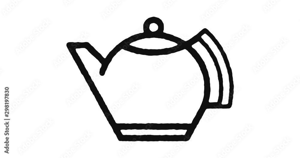 Poster tea pot outline icon animation footage/video. hand drawn like symbol animated with motion graphic, c
