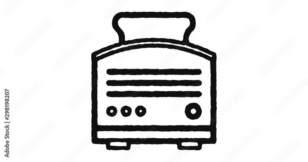 Poster bread toaster outline icon animation footage/video. hand drawn like symbol animated with motion grap