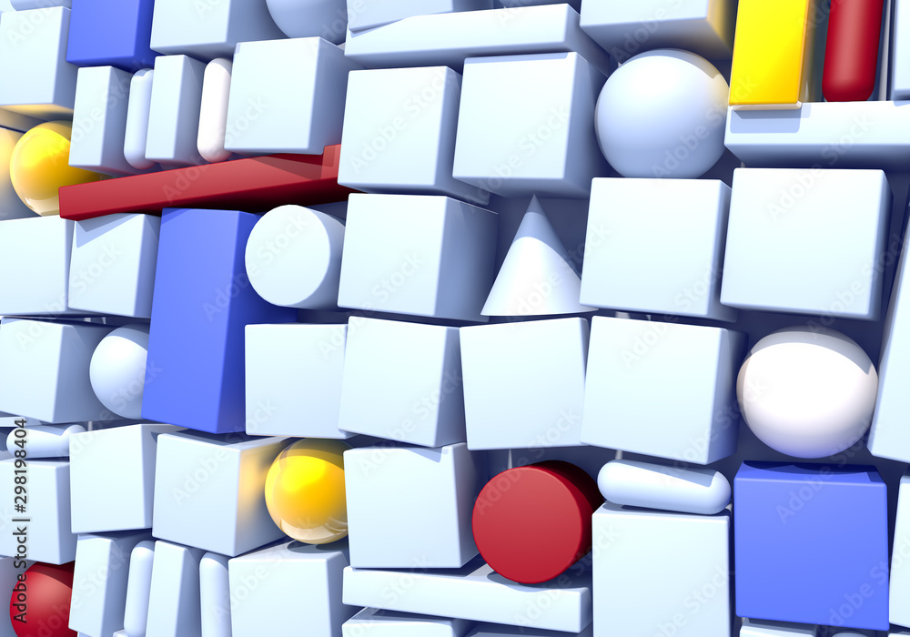 Aufkleber abstract background with wall of multiple 3d shapes. 3d illustration