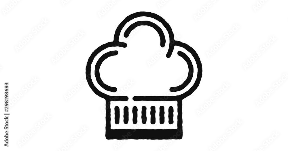 Poster cooking expert outline icon animation footage/video. hand drawn like symbol animated with motion gra