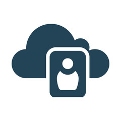 Contact book on the cloud service. Cloud Computing Icon. Simple glyph style. Perfect symmetrical. 