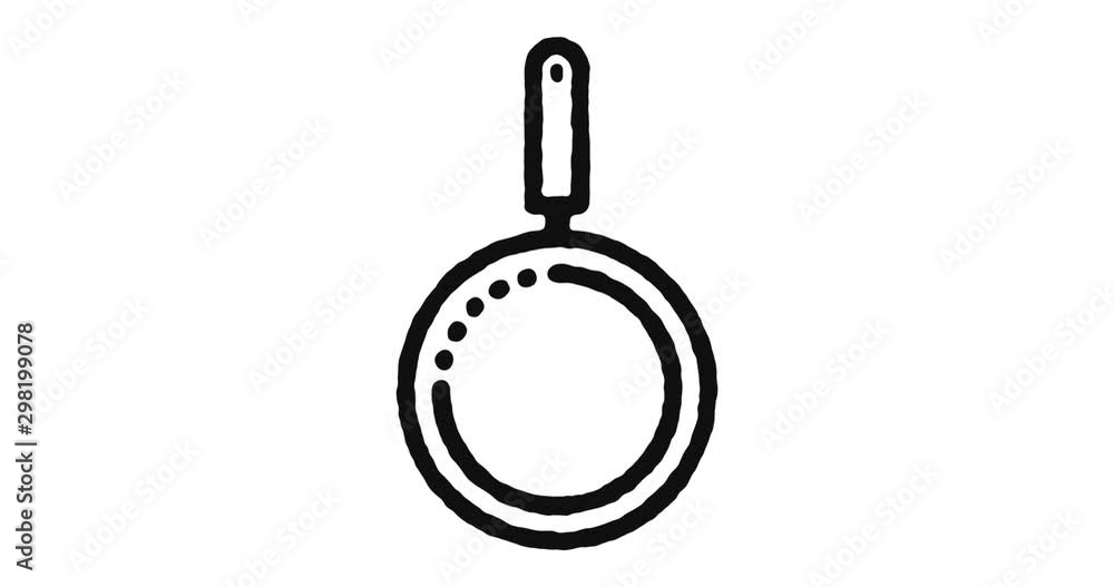 Poster cooking pan outline icon animation footage/video. hand drawn like symbol animated with motion graphi