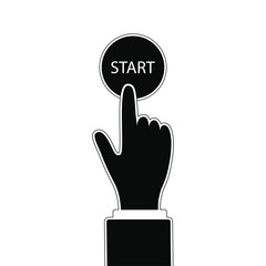 Hand push button Start on white background