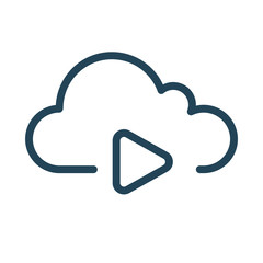 Cloud Media Play Icon. Cloud Computing Icon. Simple glyph style. Perfect symmetrical. 