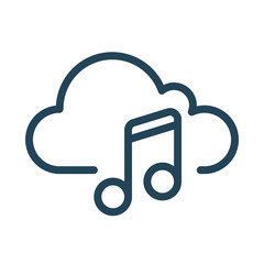 Cloud music. Cloud Computing Icon. Simple glyph style. Perfect symmetrical.