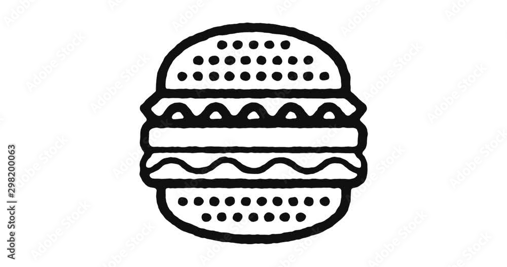 Poster hamburger outline icon animation footage/video. hand drawn like symbol animated with motion graphic,