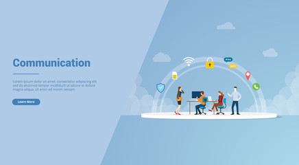 communication teamwork for website template or landing homepage banner - vector