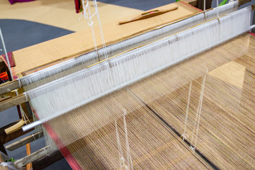 Weaving equipment Household weaving - Detail of weaving loom for homemade silk