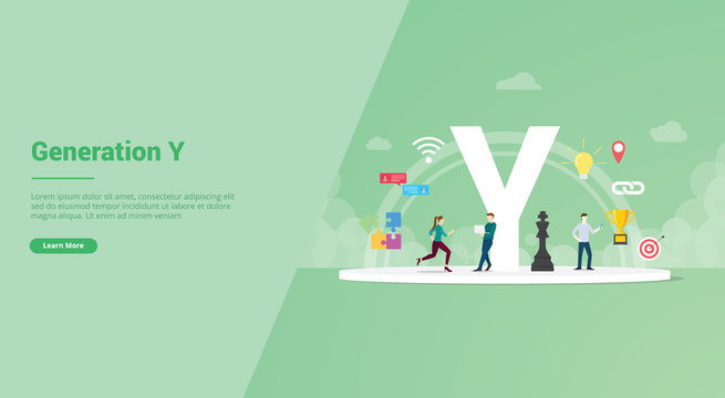 generation y concept for website template or landing homepage banner - vector