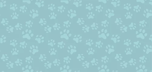 Nahtloses Muster. Spuren von Pfoten, Katzen, Hunden, Haustieren. Schöne Vektorillustration. Spektakuläre Pastellfarben. Design von Websites, Postkarten, Schildern, Webseiten, Tierhandlungen. Vektorillustration. © Diana  Sityaeva 