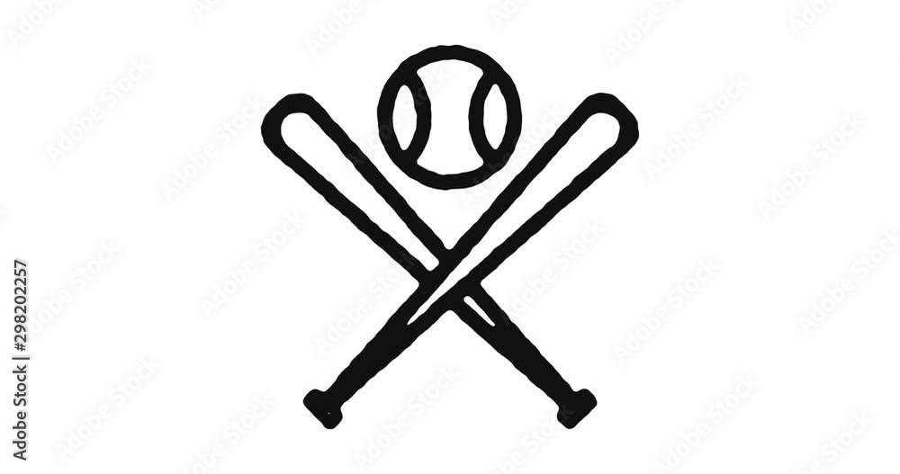Poster baseball outline icon animation footage/video. hand drawn like symbol animated with motion graphic, 