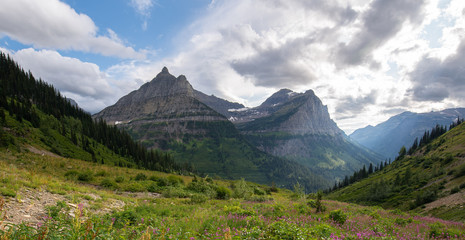 Fototapeta na wymiar Landscape of the Glacier National Park, Going to the sun road.