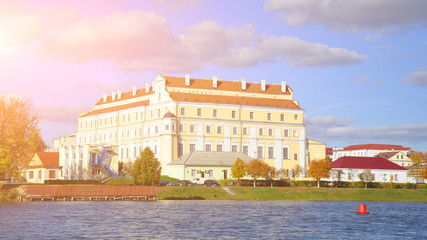 Fototapeta na wymiar Jesuit College in Pinsk, Republic of Belarus. View from the Pina River.