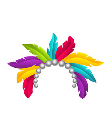 Carnival Feather Headband, Headdress with Pearls, Headpiece Carnaval, Festival Headwear