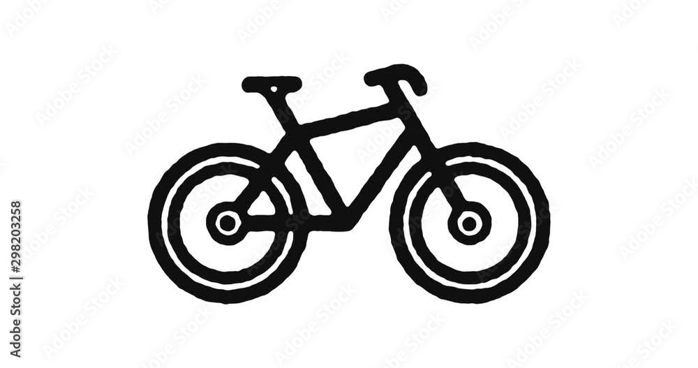 Poster bicycle outline icon animation footage/video. hand drawn like symbol animated with motion graphic, c