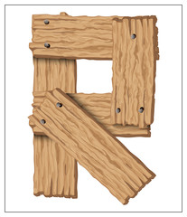 Isolated vector wooden letter on a white background.