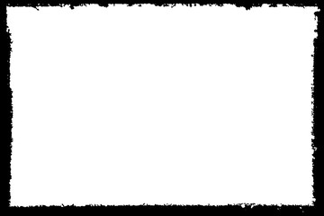 Obraz premium Black frame hand drawn on white background. Paint strokes with a dry brush