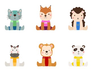 Group of cute animal collection