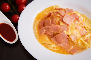 Ham Omelette Rice Easy food in the morning