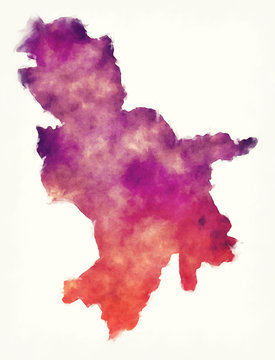 Slemani governorate watercolor map of Iraq