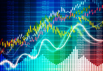 Digital graph chart of stock market and exchange. 3d illustration.