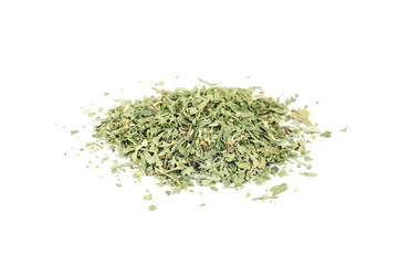 Heap of dried parsley on white background