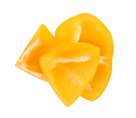 Cut yellow bell pepper isolated on white
