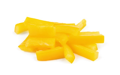 Cut yellow bell pepper isolated on white