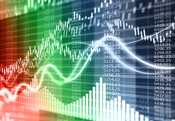 Digital graph chart of stock market and exchange. 3d illustration.
