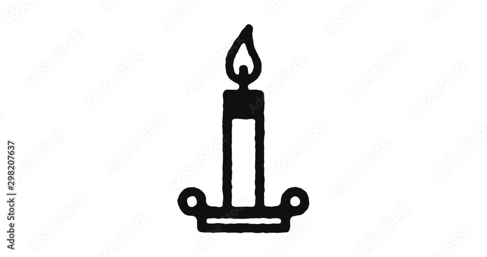 Poster candle outline icon animation footage/video. hand drawn like symbol animated with motion graphic, ca