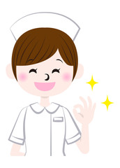 OKのハンドサインをする看護師