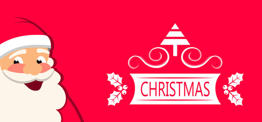 Fototapeta na wymiar Cheerful Santa Claus, Christmas Greeting Card Red