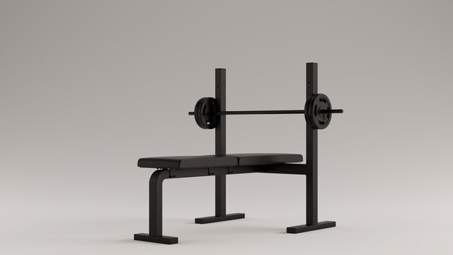Black Flat Weight Bench 3d illustration 3d render