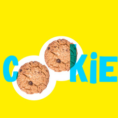 Cookies or Chocolate chips cookies with concept design.