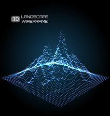 Wireframe Landscape Pattern. Big Data. Geometric Perspective Texture