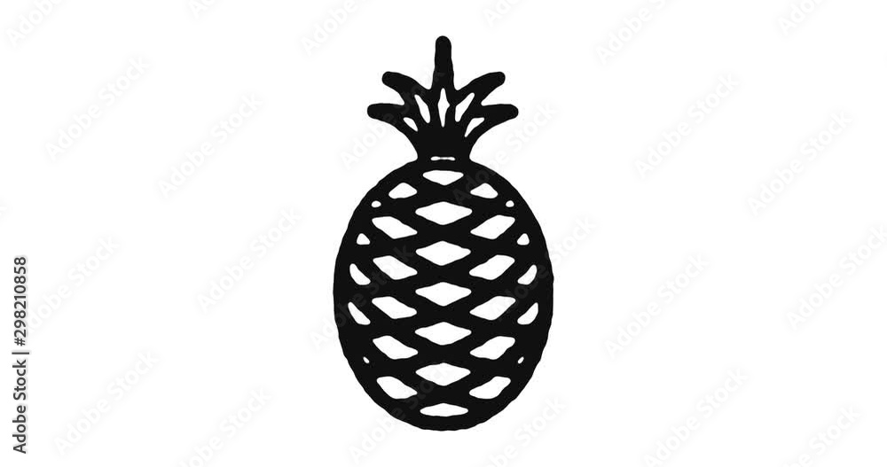 Poster pineapple outline icon animation footage/video. hand drawn like symbol animated with motion graphic,