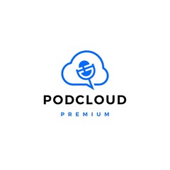 Obraz premium server cloud podcast logo vector icon illustration