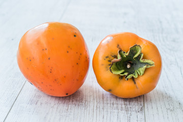 Fresh Ripe Persimmon Fruits Ready to Eat.