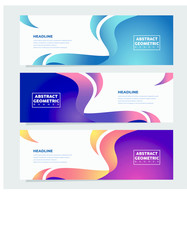 Set of three geometric banner , modern style template design.   Landing page design , promotion banner , website banner.  Vector Illustration