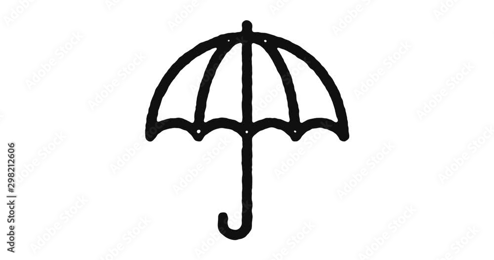 Poster umbrella outline icon animation footage/video. hand drawn like symbol animated with motion graphic, 