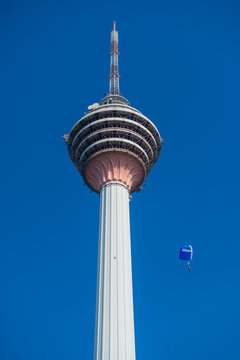 A BASE Jumpers In Jumps Off From KL Tower. KL Tower BASE Jump Is An Annually Event And Participants From Experienced BASE Jumpers From All Around The World.