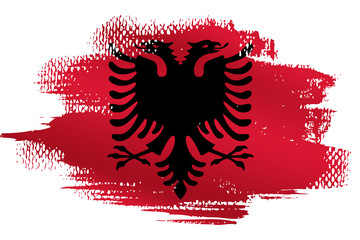 Malowana flaga Albanii na białym tle © Edwardkarczmarski