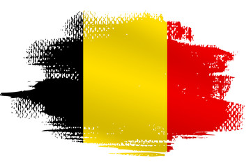 Malowana flaga Belgii na białym tle