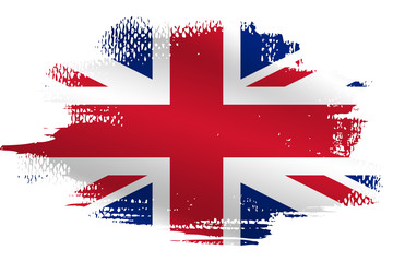 Malowana flaga Wielkiej Brytanii na białym tle - obrazy, fototapety, plakaty