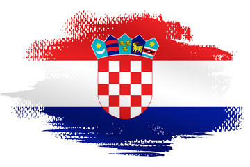 Malowana flaga Chorwacji na białym tle - obrazy, fototapety, plakaty