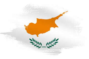 Malowana flaga Cypru na białym tle - obrazy, fototapety, plakaty