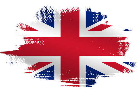 Malowana flaga Wielkiej Brytanii na białym tle