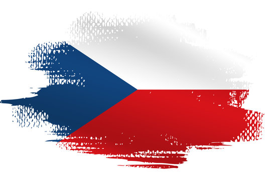 Malowana flaga Czech na białym tle